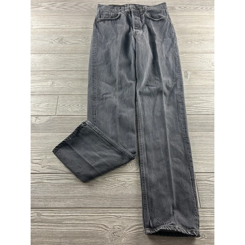 VTG USA Levis Jeans Mens 31x34 Black Denim Regular Straight Grunge Button Fly